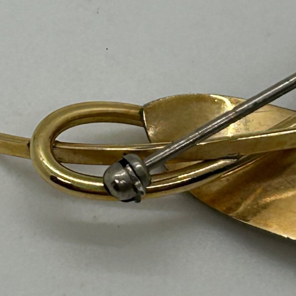 Vintage Krementz Brooch Pin Gold-Tone Leaf & Faux Pearl Floral 1.5 inch - Picture 15 of 16